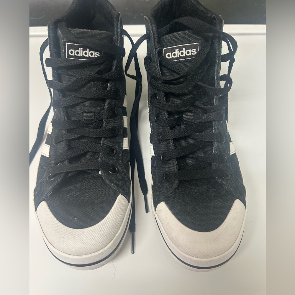 Adidas Black and White High-Tops